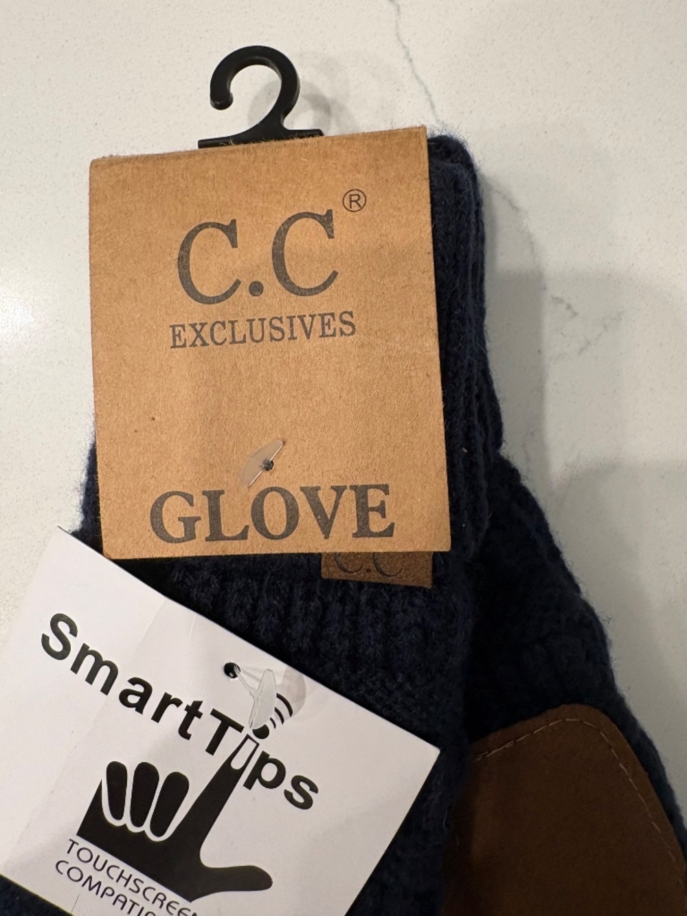 C.C Navy Ribbed Gloves - Picture 4 of 4